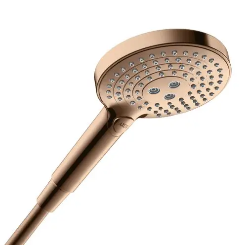 Duschbrause in Roségold mit mehreren Wasserstrahloptionen und modernem Design, ideal für stilvolle Badezimmer.